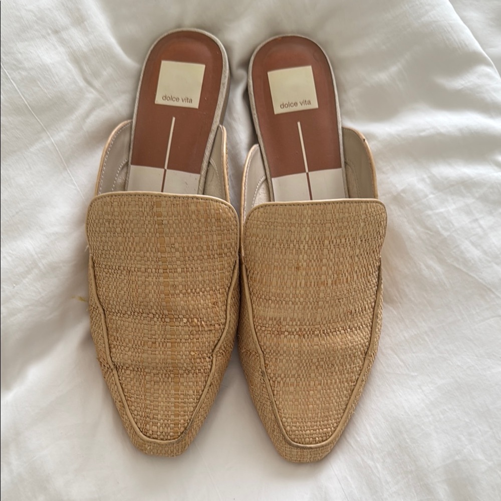 Dolce Vita Tan Mules with Woven Texture
